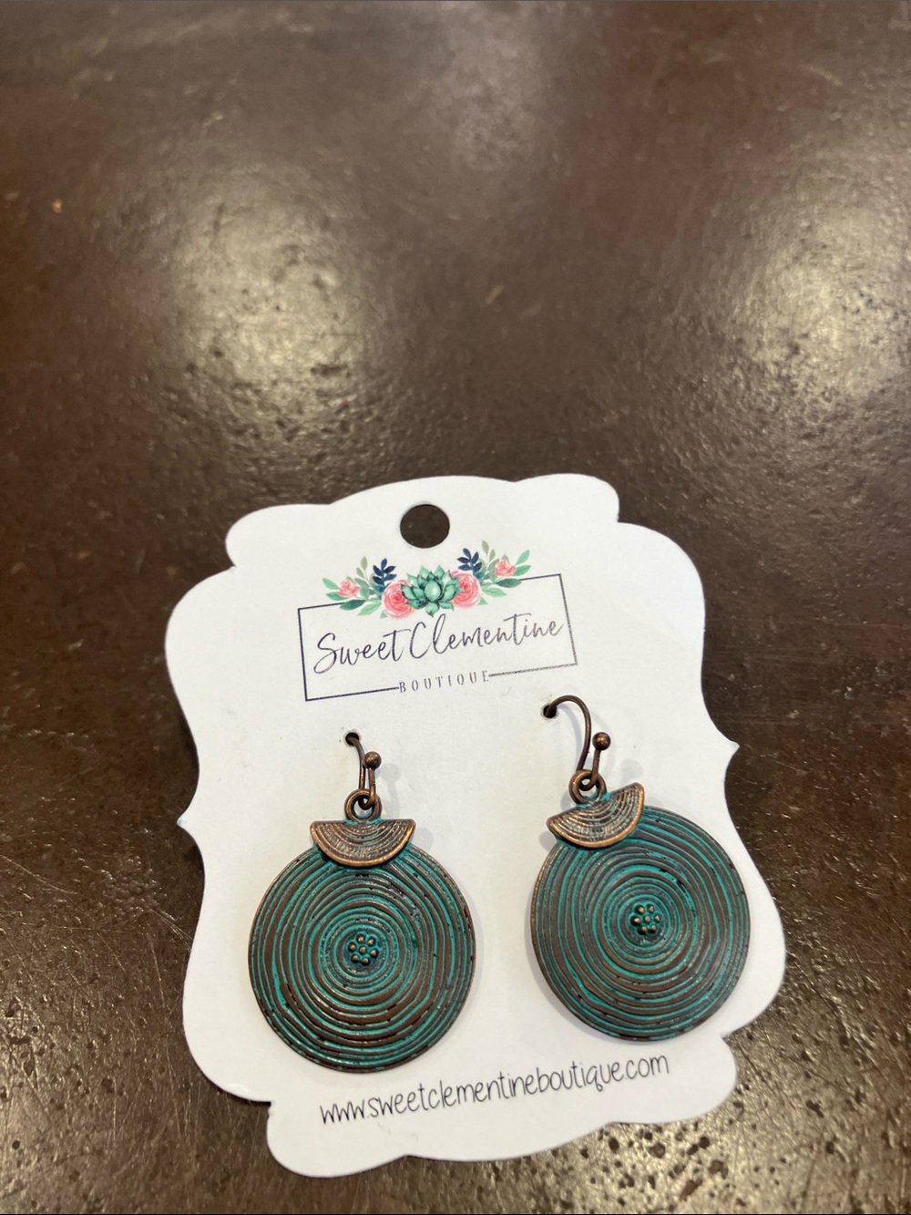 Turquoise Patina Circular Drop Earrings